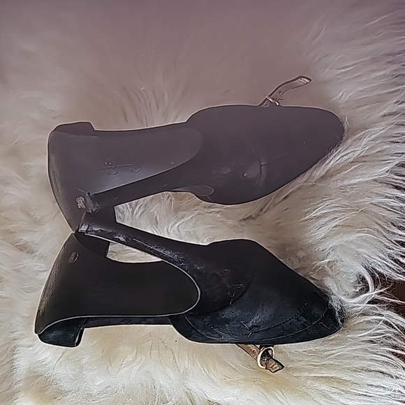 Jessica Simpson black suede stiletto sandals ankle straps high heel - Picture 9 of 13